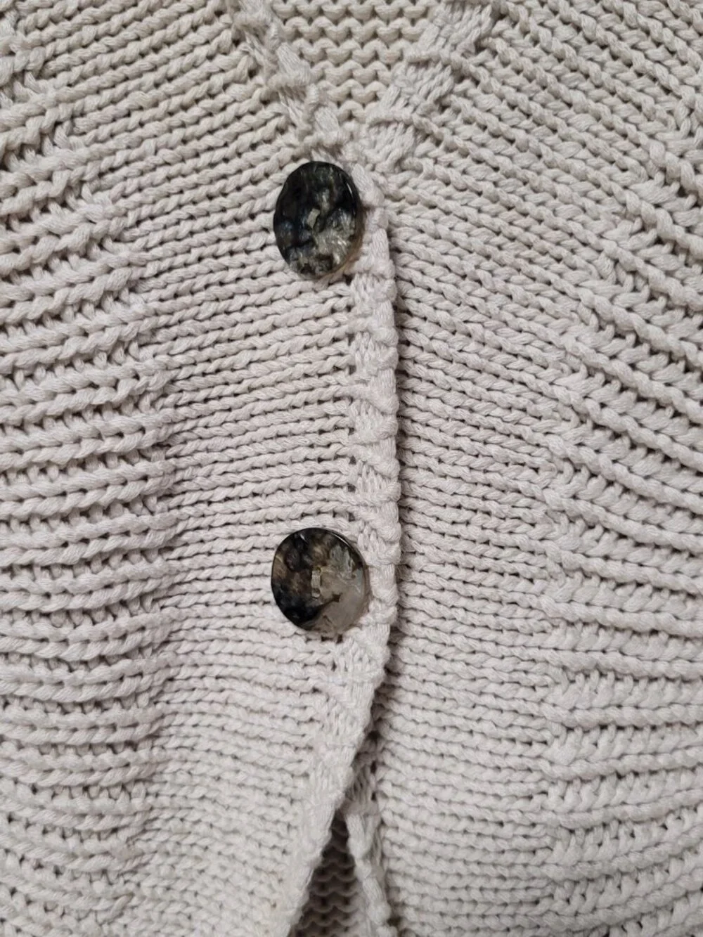 Coldwater Creek Knit Cardigan Large Beige Textured Boho Crop Cottagecore - Picture 7 of 9